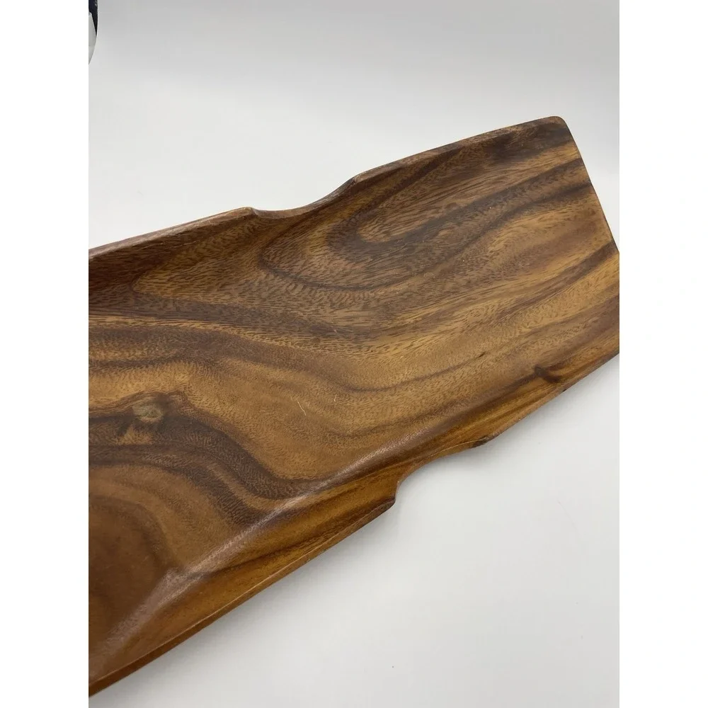 Mid Century Vintage Rectangle Wooden  Bowl Tray 15